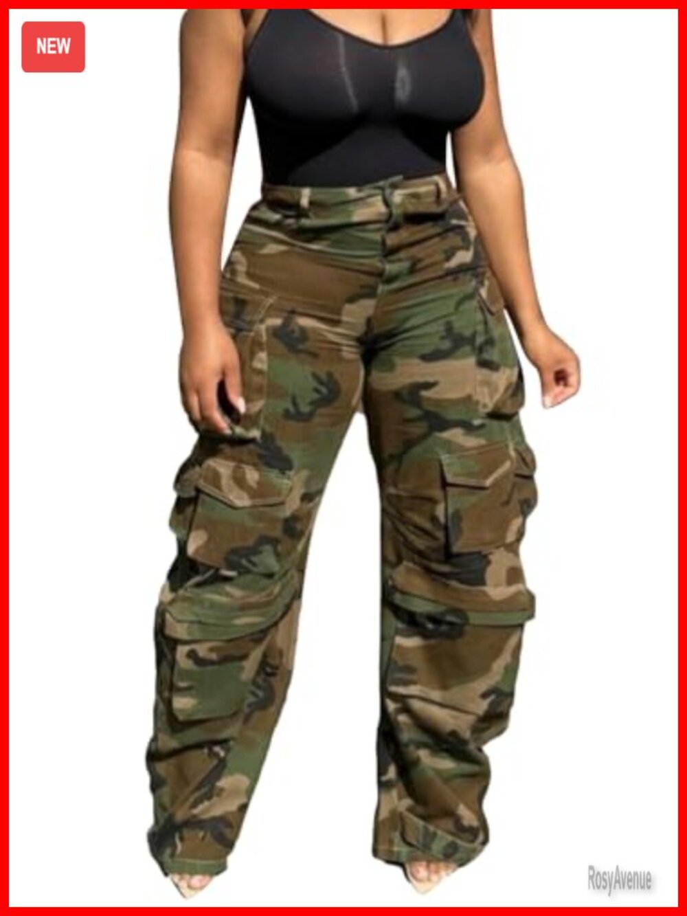 High Waist Y2K Cargo Jeans Baggy Straight Leg with Multi Pockets